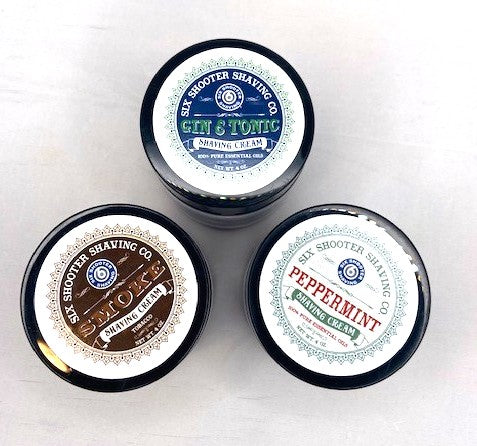 Men's Shaving Cream Gift Set - 3 Pack | Top Down View | Six Shooter Shaving