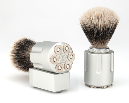 .44 Revolver Badger Shave Brush | Unique Shaving Gifts Military, Police, Groomsmen | Six Shooter