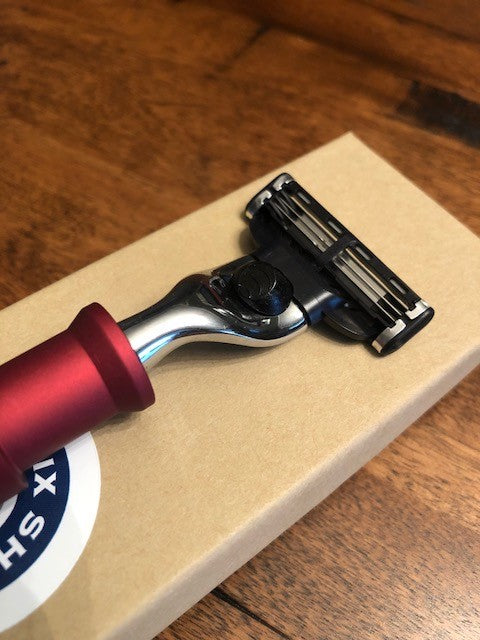 Men's Razor - Incendiary : M-Series | Close Up Blade View | Six Shooter Shaving