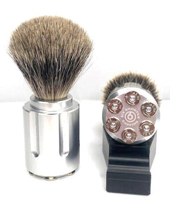 Outlaw Shave Kit Gift Set | Vertical & On Stand View | Six Shooter Shaving