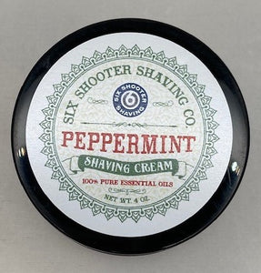 Men's Shaving Cream - Peppermint 4oz. | Top Down View | Six Shooter Shaving