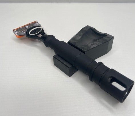 Tactical Shave Kit Gift Set | Razor On Stand View | Six Shooter Shaving