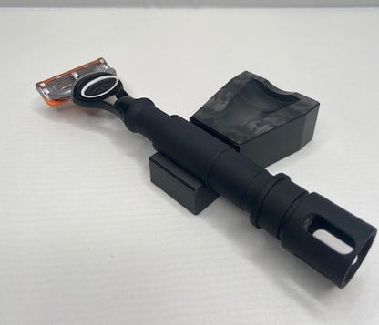 Tactical Shave Kit Gift Set | Razor On Stand View | Six Shooter Shaving