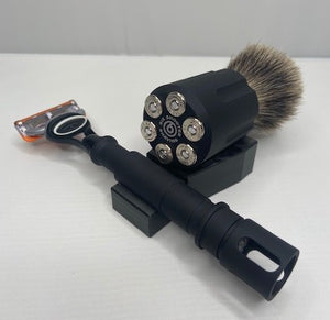 Tactical Shave Kit Gift Set | Razor & Revolver Brush On Stand | Six Shooter Shaving